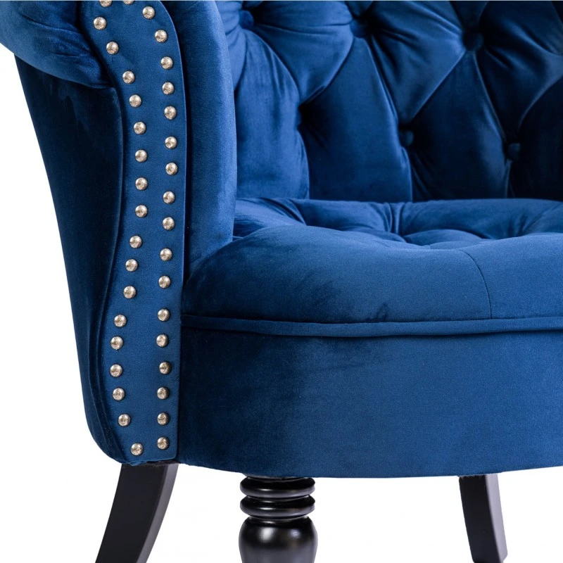 Фотьойл Честърфийлд Людовик, синьо кадифе